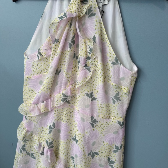 Ted Baker Sutton Light Yellow Twist Neck Frill Detail Mini Dress. NWT. Size 4 - Picture 7 of 16